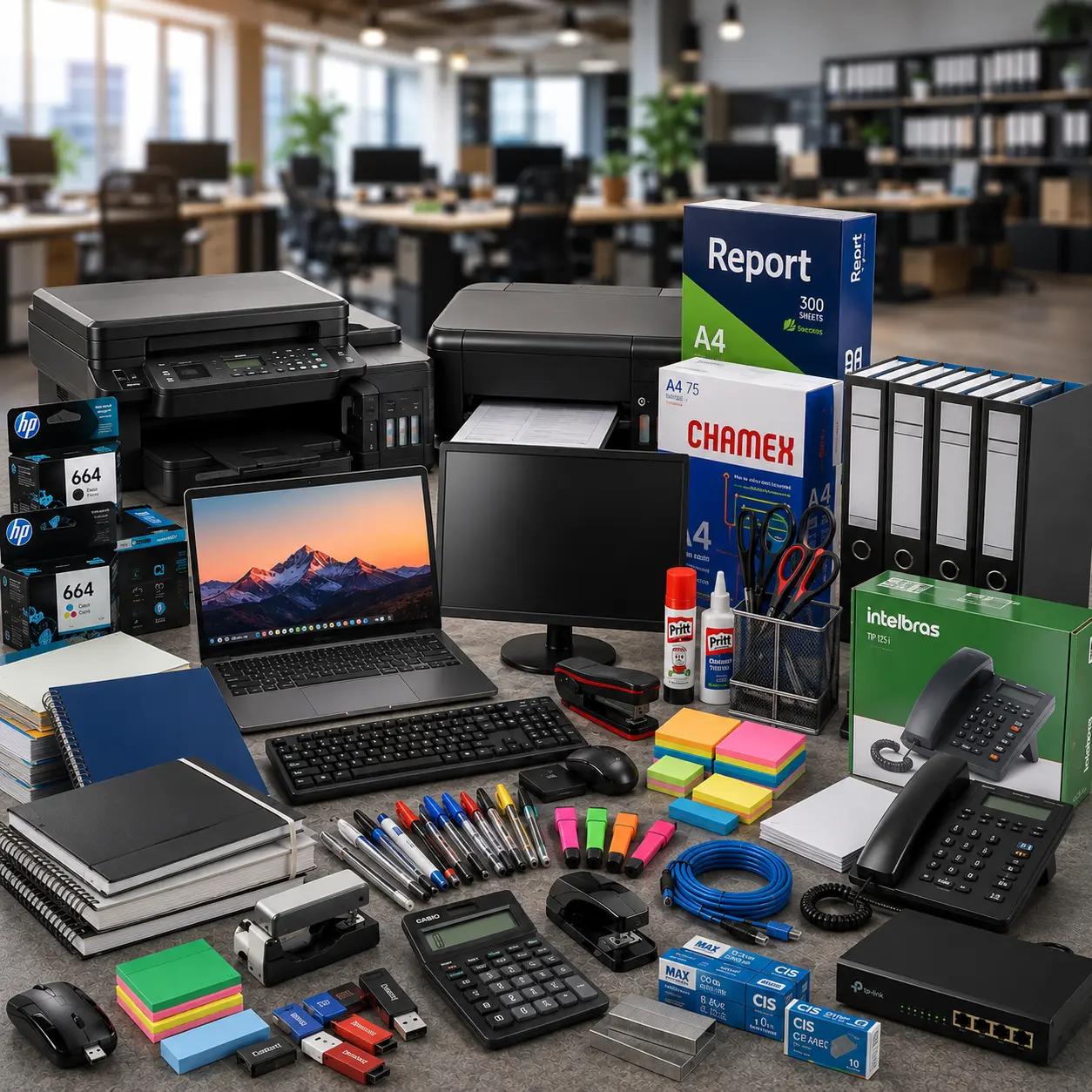 Linha de Escritório, Informática e Suprimentos Corporativos da MJ Suprimentos